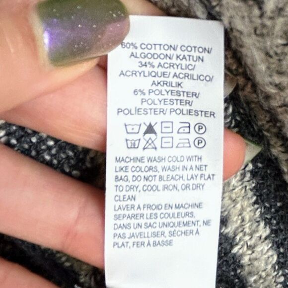 Lucky Brand Bali Cardigan Knit Open Front Draped Sweater Aztec Pt Black Cream L - Picture 13 of 14